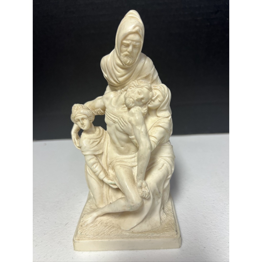 Vintage Jesus Figurine P.A.T. Signed T.L. Resin on Marble - Italy 9" Tall